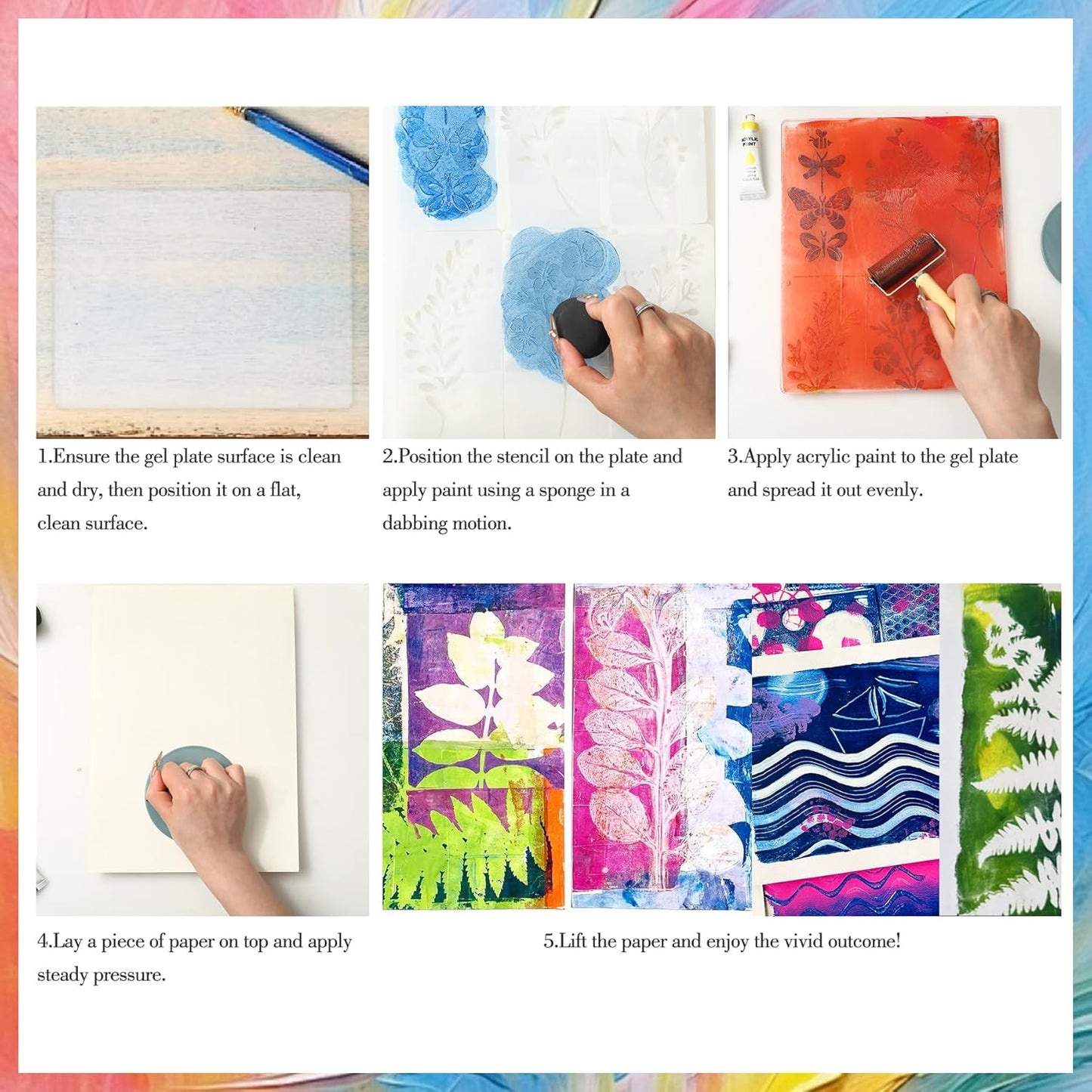 Gel Printing Plate kit - Gel Plate Printing for Mixed Media Art, 8" X 10" Gel Plate,Printing Supplies, Reusable Gel Plate Kit for Card Making, Brayers for Gel Printing, Printmaking Supplies Home Decor