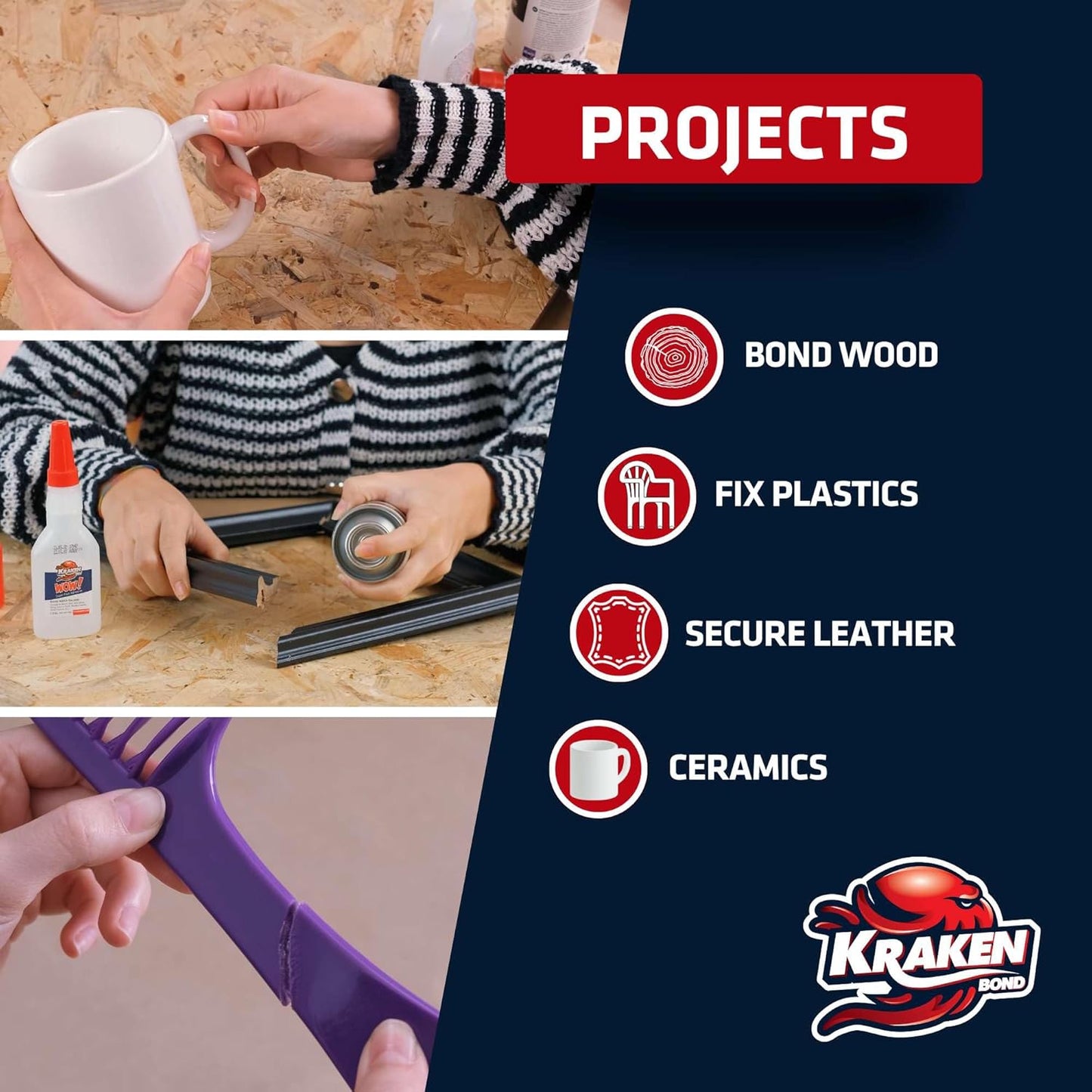 Kraken Bond Wow! CA Glue (24x3.50 oz) with Spray Adhesive Activator (24x13.50 fl oz) - Cyanoacrylate, with Activator, Fast CA Glue for Woodworking, Crazy & Craft - 24 Pack