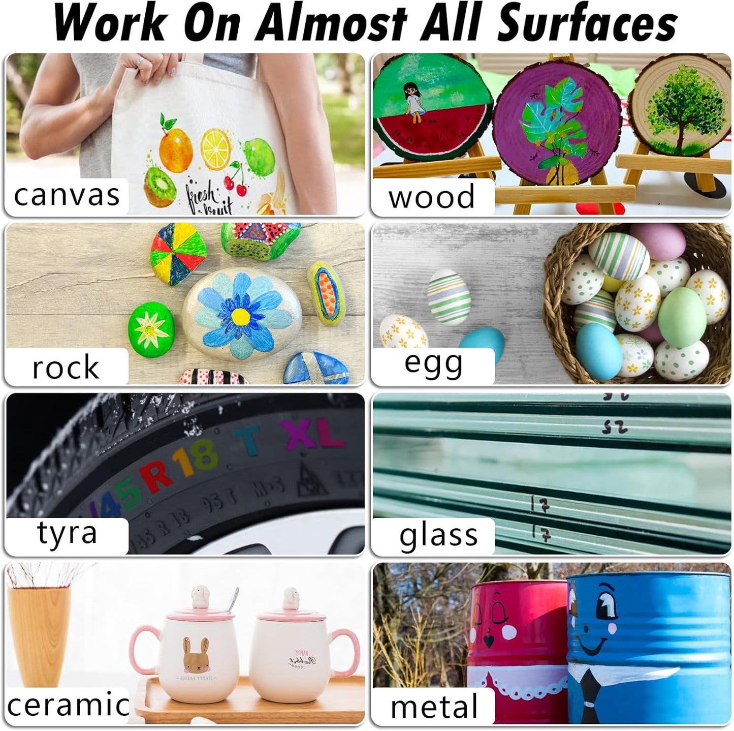 Pink Paint Pens Paint Markers - 12 Pack Permanent Quick Dry Waterproof Marker Pens for Rocks Wood Fabric Plastic Canvas Glass Mugs Metal Tire Stone