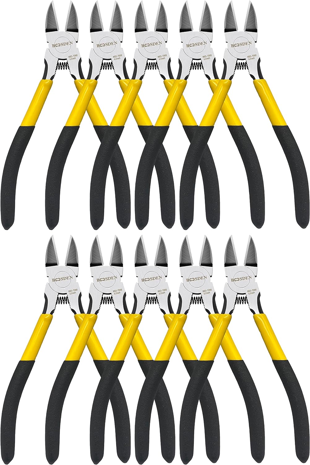 Wire Cutters 10 Pack, 6.5 inch, BOOSDEN Flush Cutters, Spring Loaded Cutting Pliers, Side Cutters, Dykes Cutter, Wire Clippers, Plastic Cutter, Wire Cutters for Jewelry, Floral, Electrical