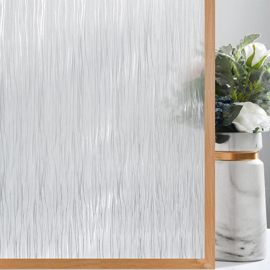 VELIMAX Frosted Window Privacy Film Non Adhesive Window Cling Removable Glass Covering Clear Water Opaque Window Film for Home Anti UV 17.7x157.4 inches