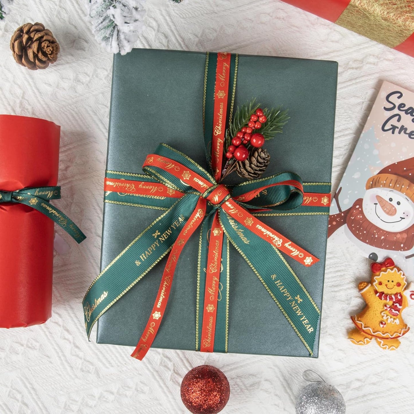 NESCCI Dark Green Matte Wrapping Paper,Solid Color Pearly-Lustre Paper-3 Roll,17 Inches X 32.8 Feet Per roll.Gift Wrapping Paper,Perfect for Wedding,Valentine's Day,Birthday, Christmas,Baby Shower