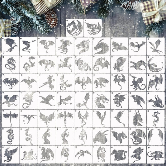 Small Stencils for Painting on Wood Reusable, 3 Inch Reusable Stencil for Craft Ornament Paint Template Stencils for Wall Card Rock Wood Signs Coasters Canvas Home Decor (Dragon)