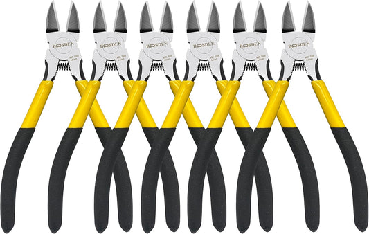 Wire Cutters, 6 Pack, BOOSDEN 6.5" Flush Cutters Spring Loaded Pliers Side Cutting Pliers Diagonal Cutting Pliers Dikes Wire Cutters Side Cutters for Crafts Electrician Work Jewelry Making