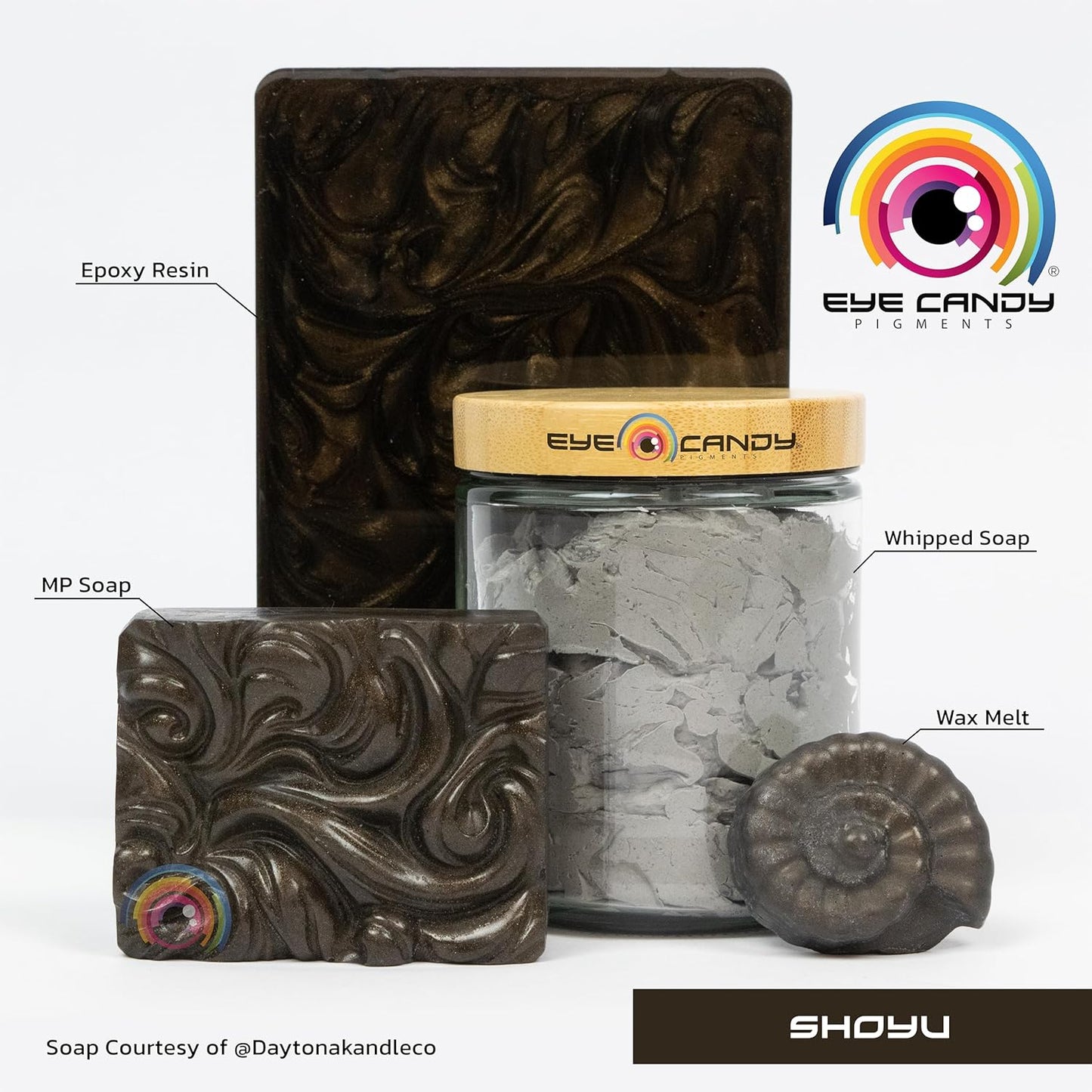 Eye Candy Pigments Premium Brown Mica Powder - Shoyu Brown (50gr) - for Epoxy, Resin, Soap, Paint, Woodworking, Acrylic Pouring, Bath Bombs, Fishing Lures - DIY Arts and Crafts Additive