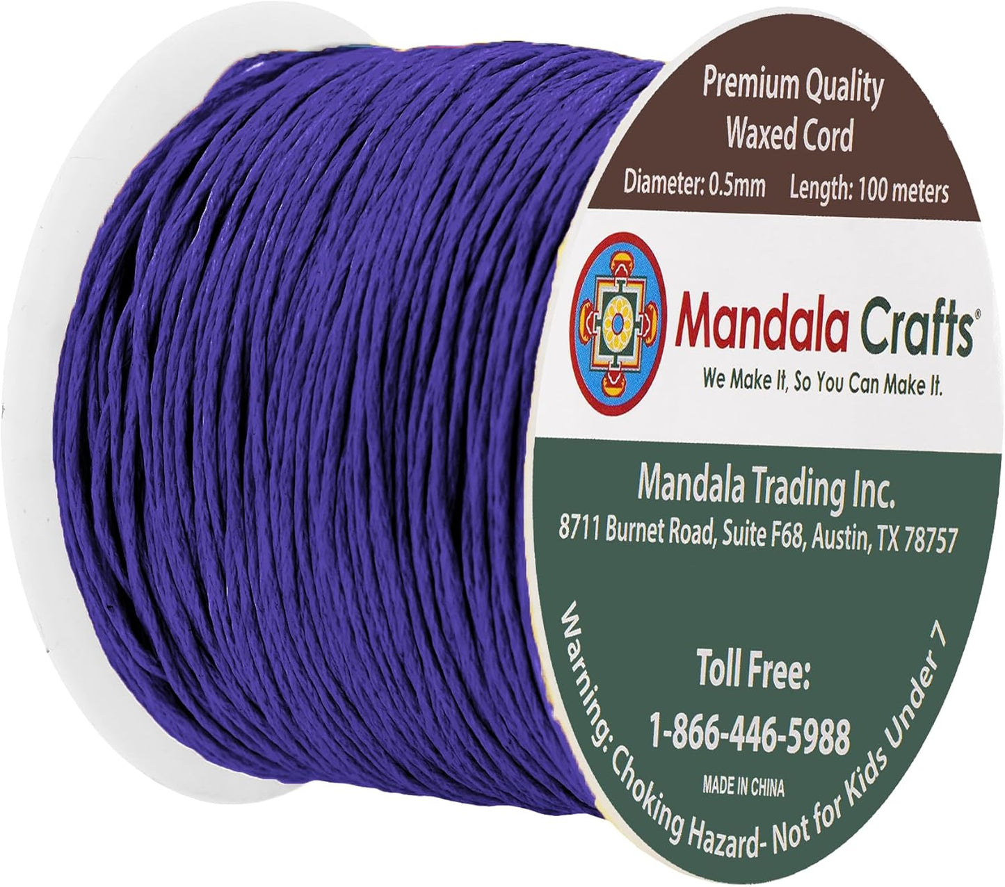 Mandala Crafts 0.5mm 109 Yards Indigo Cotton Waxed Cord for Jewelry Making Bracelet Cord Waxed String - Beading String Thread Jewelry Cords for Necklaces String