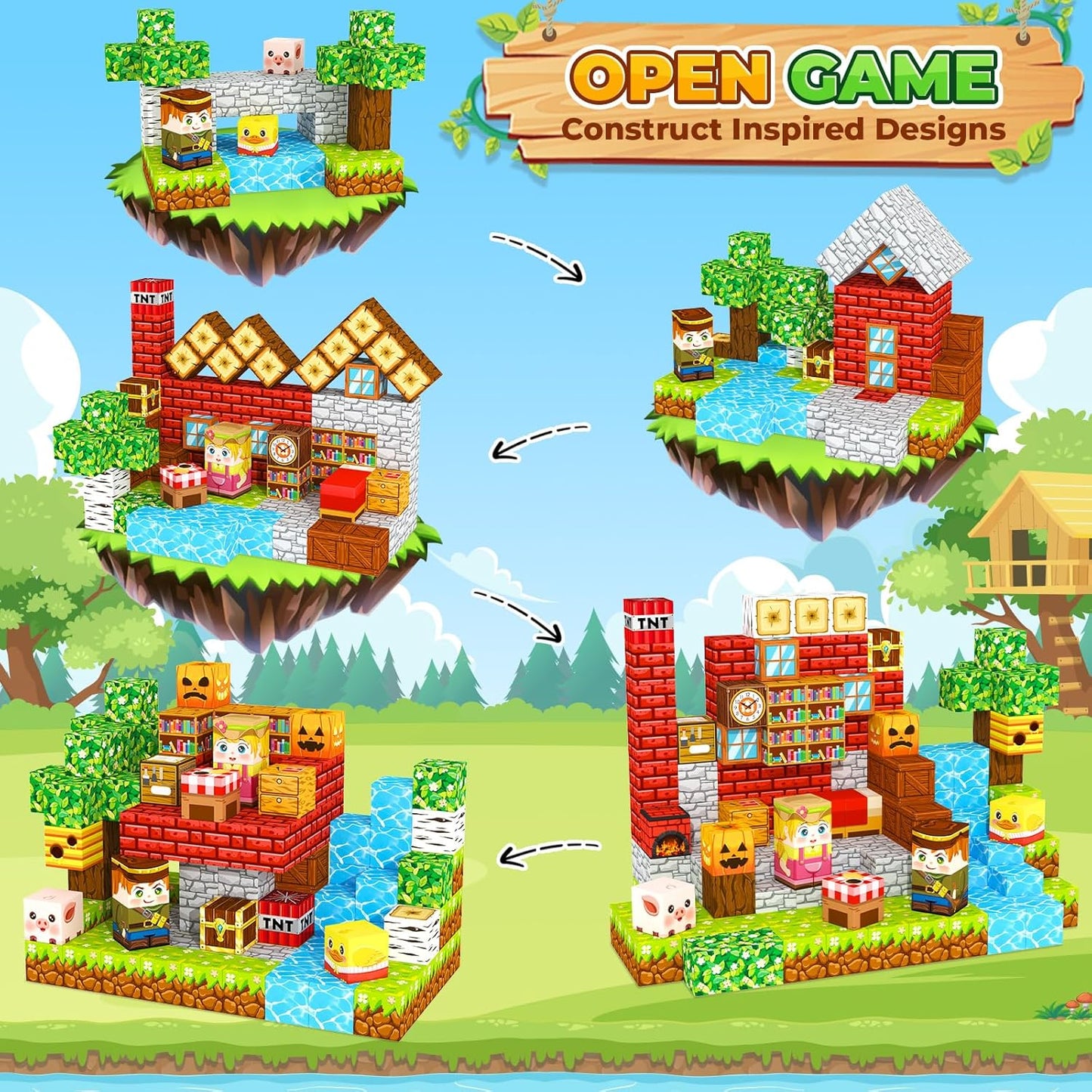 Magnetic Blocks Kids Games Building Toys for 3 4 5 6 7 8 9 10 11 12 Year Old Boys Girls, Magnetic Tiles Cubes STEM Sensory Toys for Toddler Travel Party Christmas Birthday Gifts