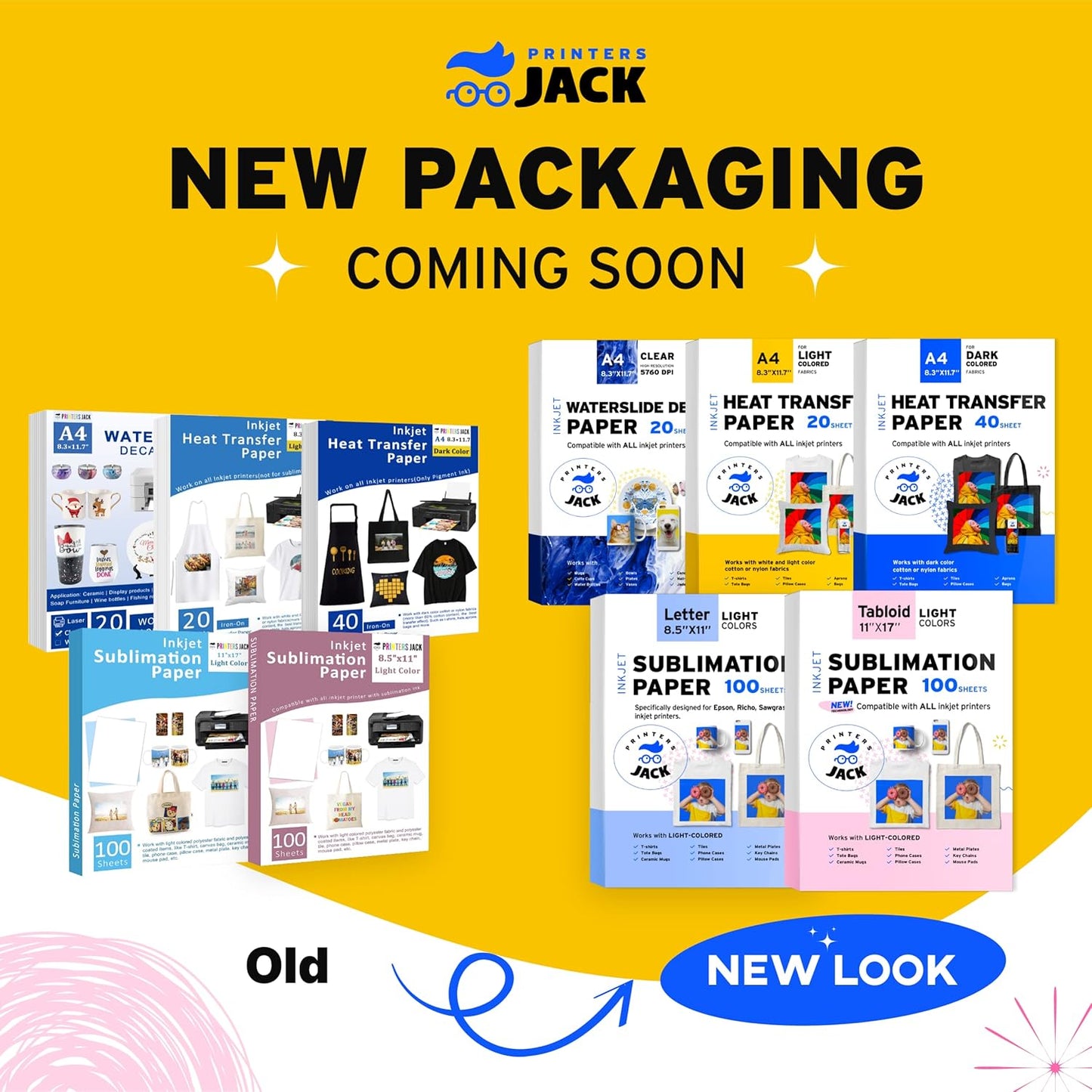 Printers Jack Sublimation Paper - 8.5 x 11 Inches, 100 Sheets 120gsm for Any Epson Sawgrass Inkjet Printer with Sublimation Ink, Heat Transfer Sublimation Paper for T-shirt, Mugs, Light Fabric