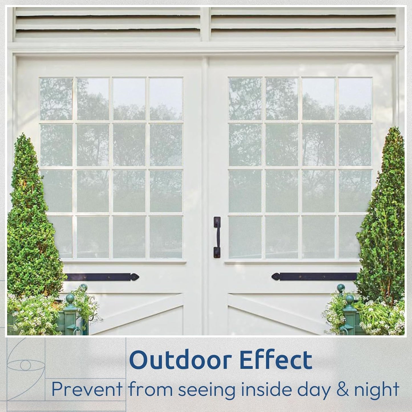 rabbitgoo Window Privacy Film, Non-Adhesive Frosted Glass Window Film for Bathroom, Static Cling Heat Blocking Stickers for Home Indoor Opaque Frosting Coverings House Tint, Matte White 17.5" x 157"