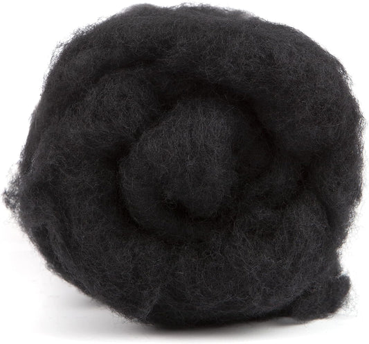 Desert Breeze Distributing Maori Wool Carded Batting, 100% Natural New Zealand Wool Made by DHG in Italy for Needle Felting, 3.5 OZ, 27 Micron, Color Ebony Black