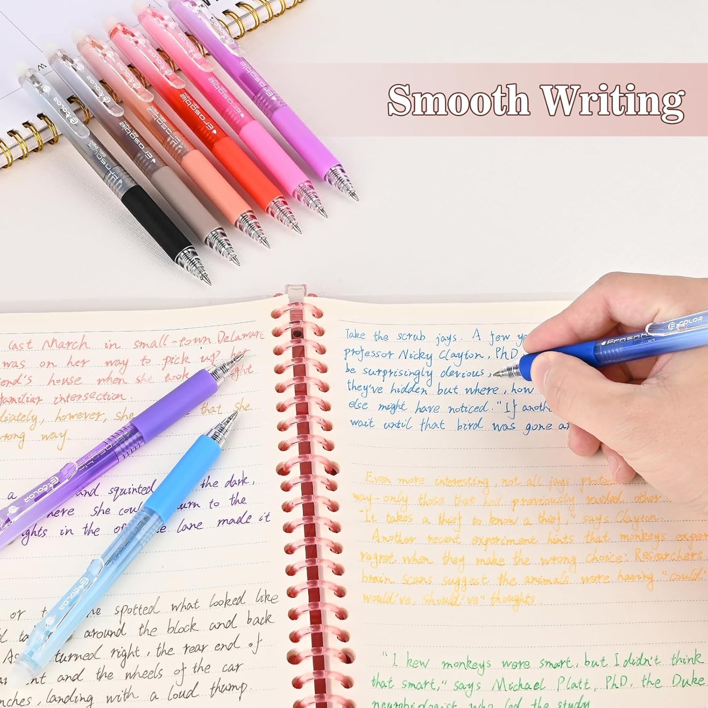 BAYTORY 24Pcs Colored Erasable Gel Pens, Fine Point 0.7mm, Retractable Assorted Colors Pen with Eraser, Smooth Writing Erasable Pens for Drawing Crossword Puzzles