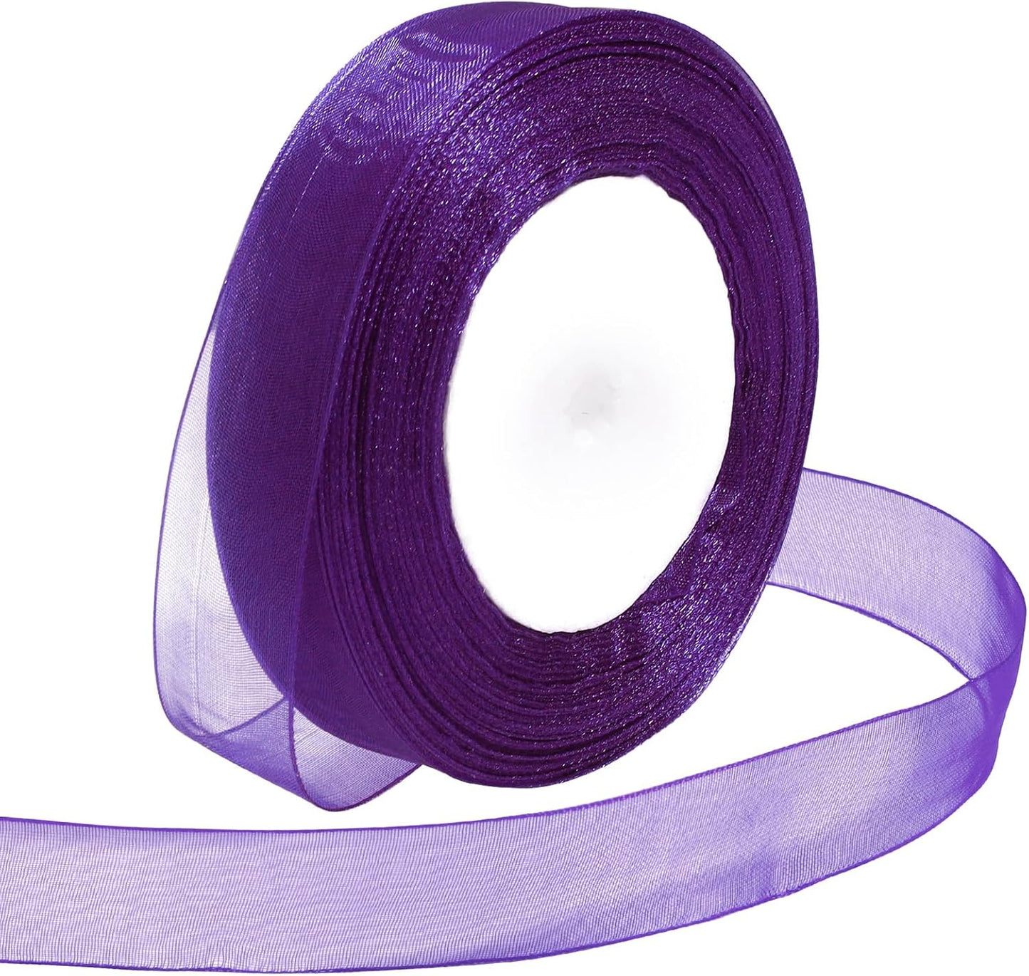 Ribbon for Gift Wrapping 3/4 inch Purple Sheer Organza Ribbon for Flower Bouquet Tulle Thin Chiffon Ribbons for Wedding Invitations Christmas Halloween Presents Decorations Crafts 50 Yards