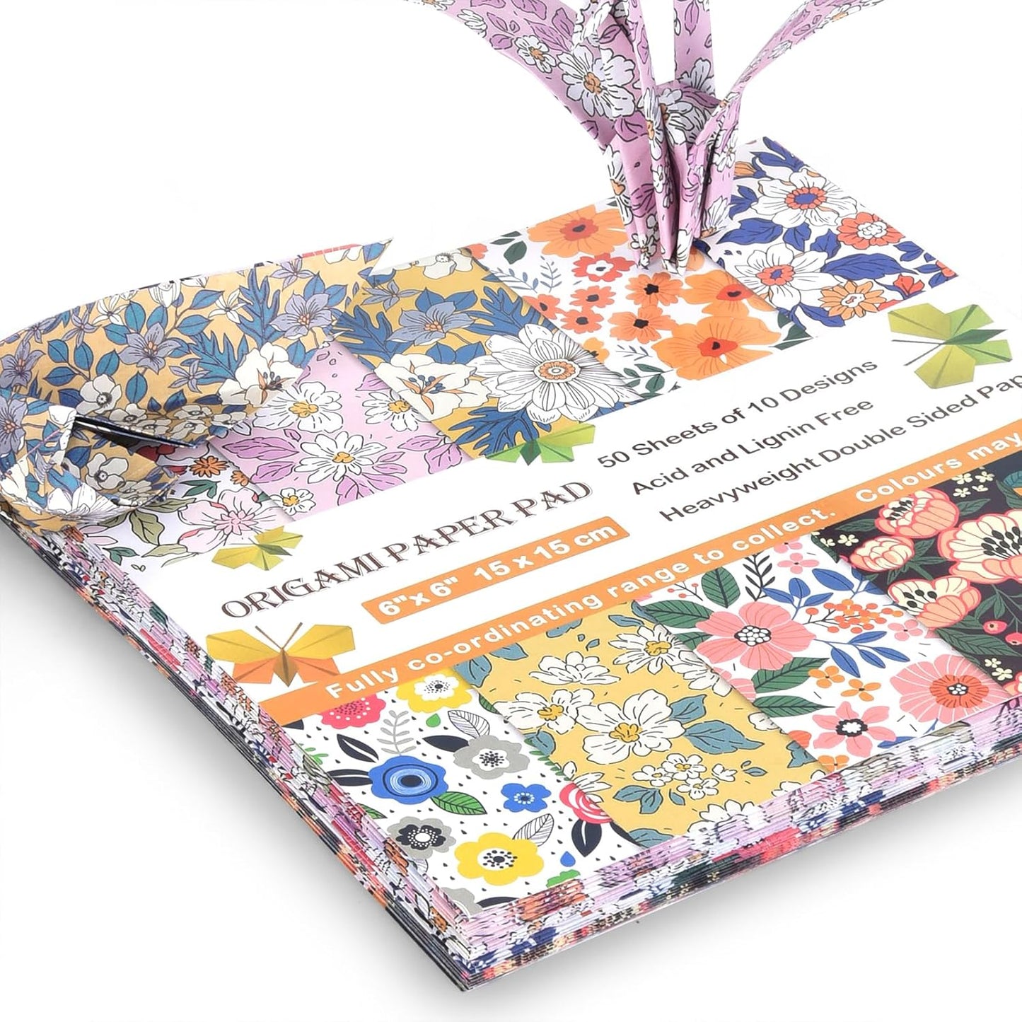 Origami Paper Kit 100 Sheets 6 Inch Square Double Sided Color 20 Vivid Colors for Hand Crafts Origami Paper Arts Creativity.Luxuriant Flowers