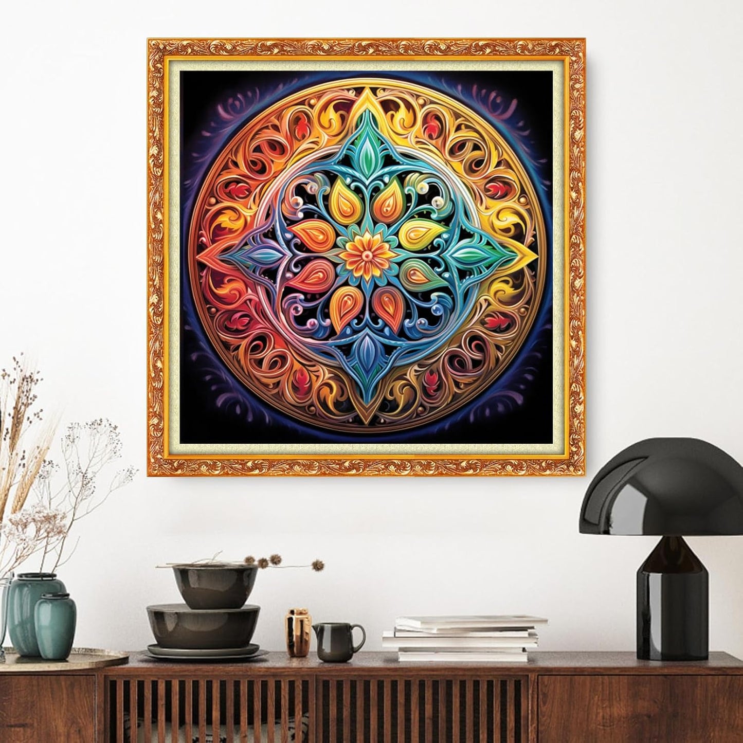 Dimxvean Stamped Cross Stitch Kits,Cross Stitch Kits for Adults Beginners,Embroidery Kits Full Range of Cross Stitch Stamped Kits Needlepoint Kits Cross Stitch Patterns-Mandala Wreath 18x18 inch
