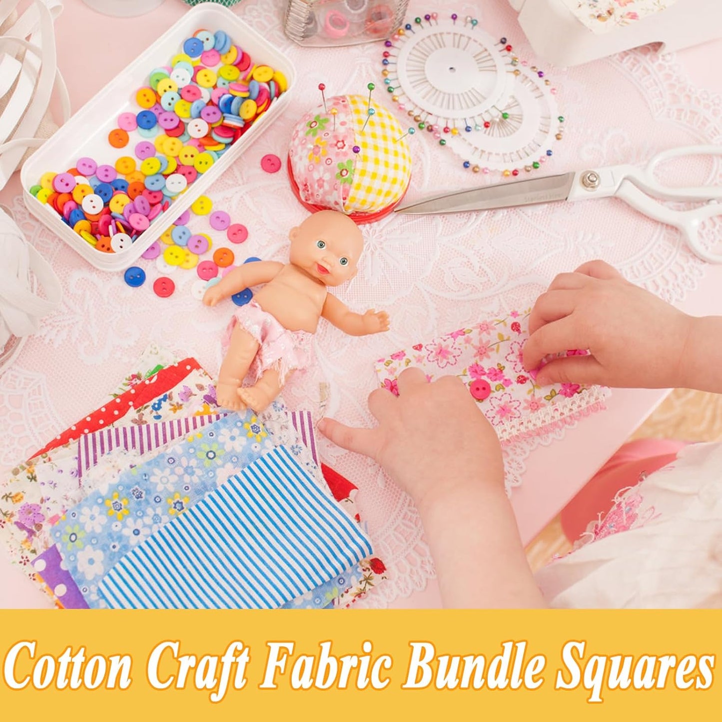 150 Pcs Cotton Craft Fabric Bundle Squares, Multicolored Abstract Pattern, 4 x 4 Inch, Pre-Cut Quilt Squares