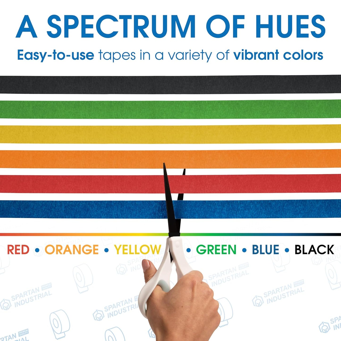 SPARTAN INDUSTRIAL - 1" X 60 yd Blue Tape - 6 Colored Masking Tape Rolls for Home, Office, School Use - No Residue, 5.5 Mil