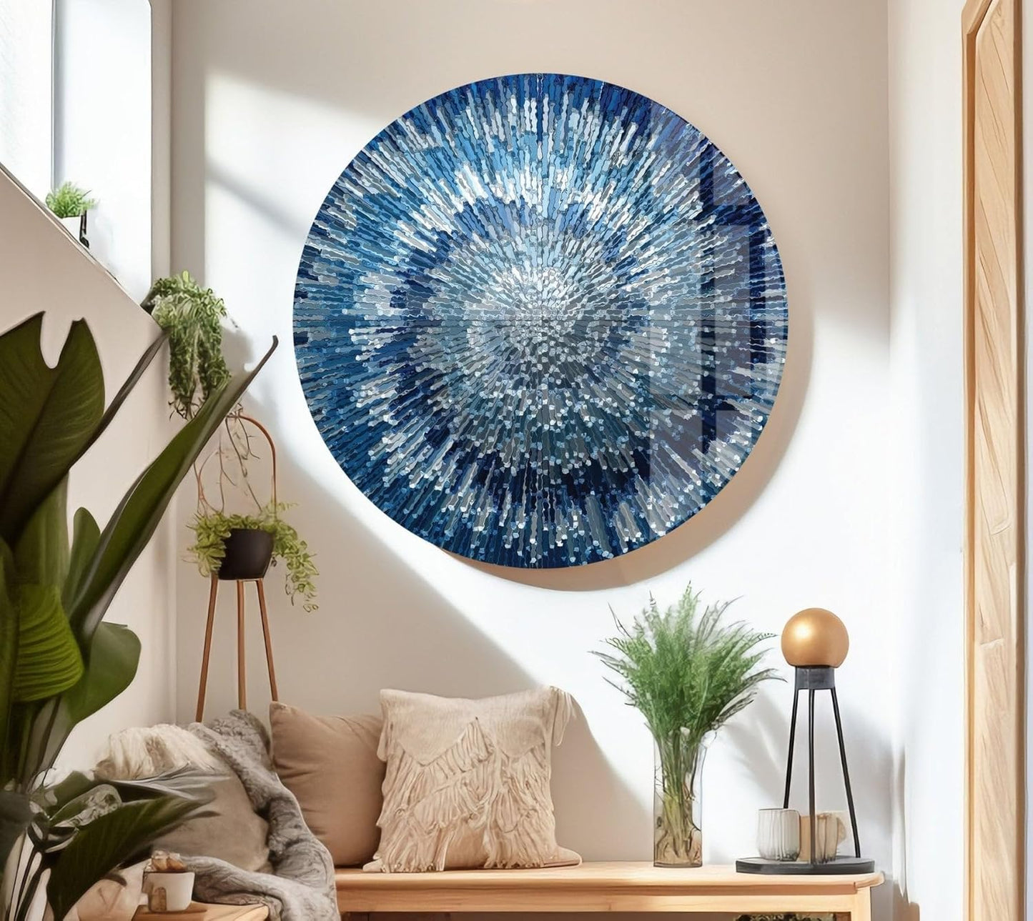 My Photostation.com 48Wx32H'' Abstract Blue Textured Glass Wall ArtTempered Glass Printing Wall Decor Large Wall Art Wall Hangings