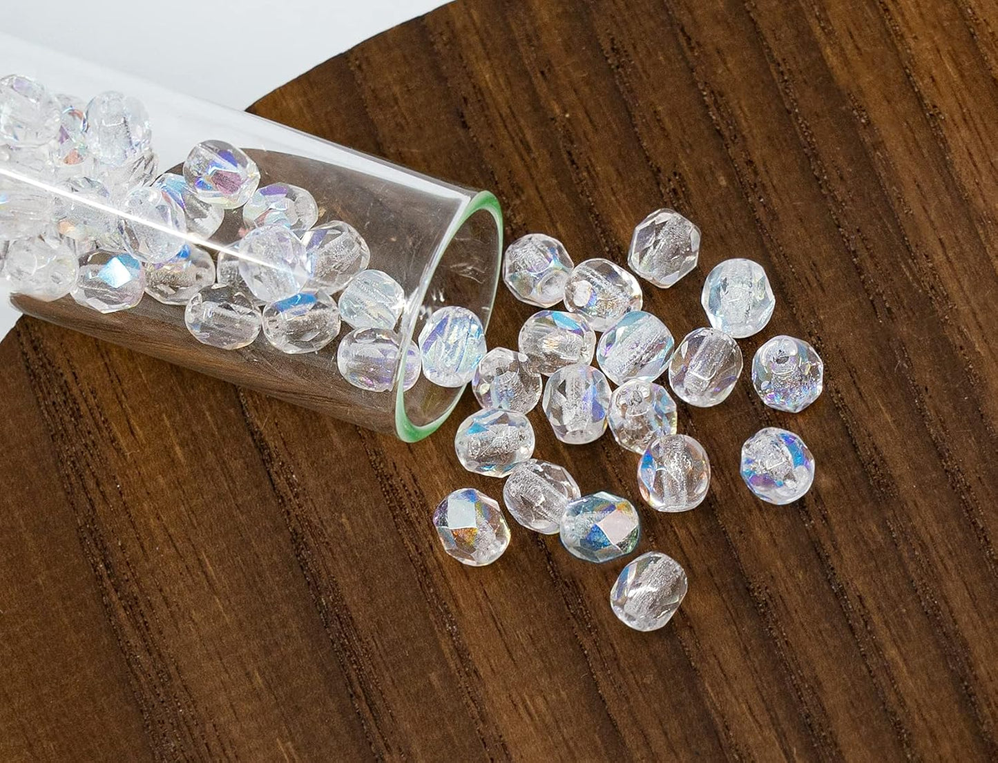 0.88oz (600+ pcs) Faceted Fire Polished Pressed Czech Glass Beads 3mm (0.12in), Crystal AB 00030-28701