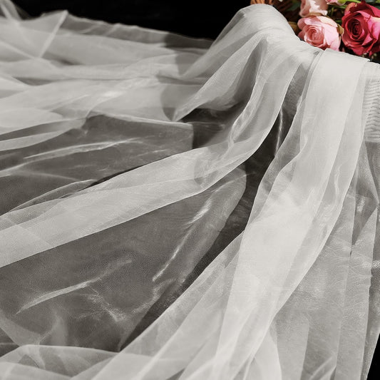 Organza Fabric by The Yard, 60 Inch Wide 3 Yards (9 ft) Long Sheer Fabric for DIY Sewing Projects Wedding Decorations Party Backdrops Curtains (Ivory)