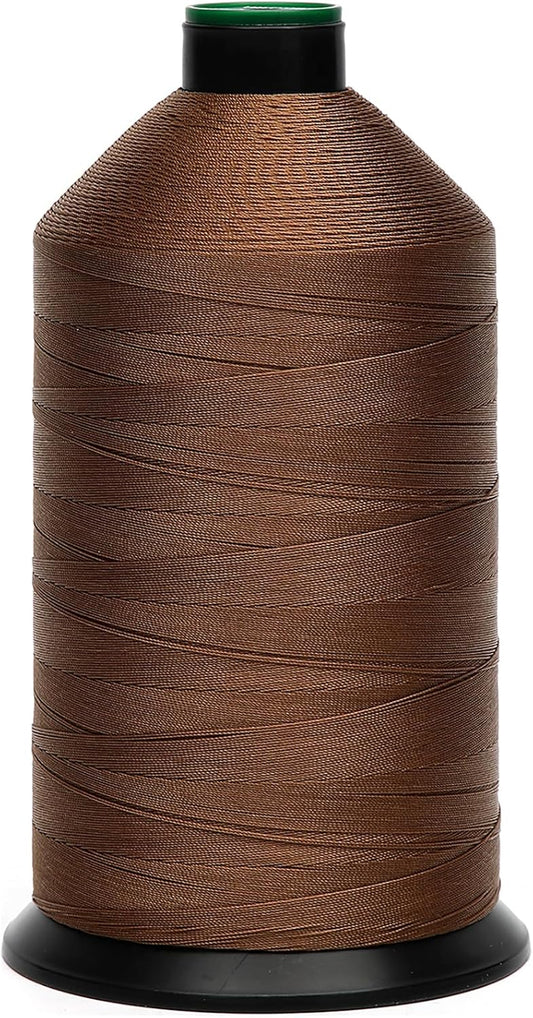 Extra Strong Bonded Nylon Thread #69 Tex70 – 16 OZ, 6000yds, Versatile Stitching Solution for Leather, Upholstery, Canvas Repair and More (Tawny Brown)