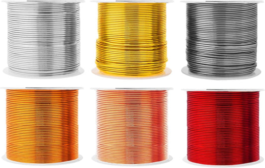 Mandala Crafts 18 Gauge Anodized Aluminum Craft Wire for Jewelry Making - 450 FT Colored Flexible Silver Copper Light Gold Gray Gold Red Wire - Bendable for Bonsai Armature Crafting Sculpting