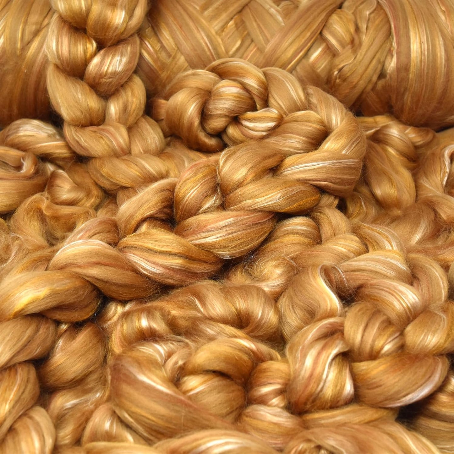 Merino Silk Luxe Tonal Designer Blend. Superfine Merino, Mulberry, Tussah Silk. Top Roving for Spinning or Felting. Toffee Whisper 1oz