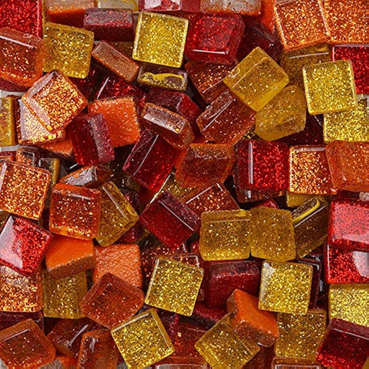 Mixed Color Mosaic Glass Tiles Shine Crystal Glass Pieces Bulk Square Glitter Crystal Mosaic Tiles for Home Decoration or DIY Crafts 200g,1x1 cm (Fleeting time)