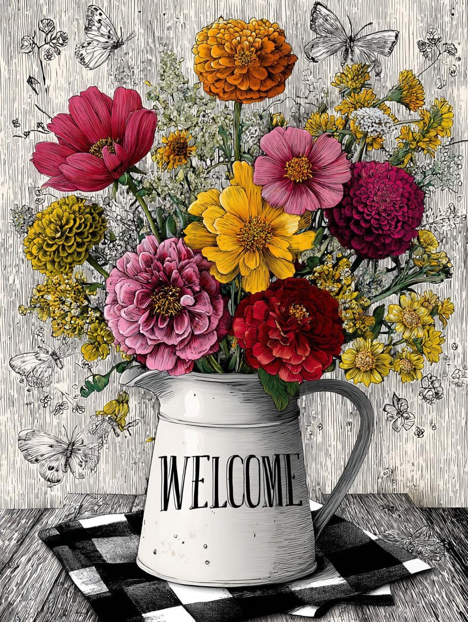 Moohue 14ct Counted Stamped Cross Stitch Kits for Adults Flowers Printed Cross Stitch Patterns Art Crafts Cross Stitch Supplies (Flowers 13)