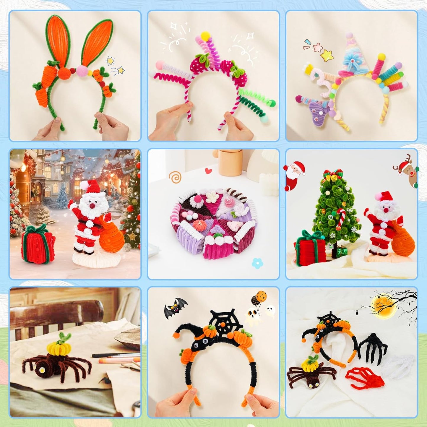 300PCS Pipe Cleaners Craft, Pipe Cleaners Bulk for Arts and Crafts Supplies Multi-Color Chenille Stems DIY Project Room Decor,Christmas Decorations Creative Toys Gift (12inch*6mm,30colors)