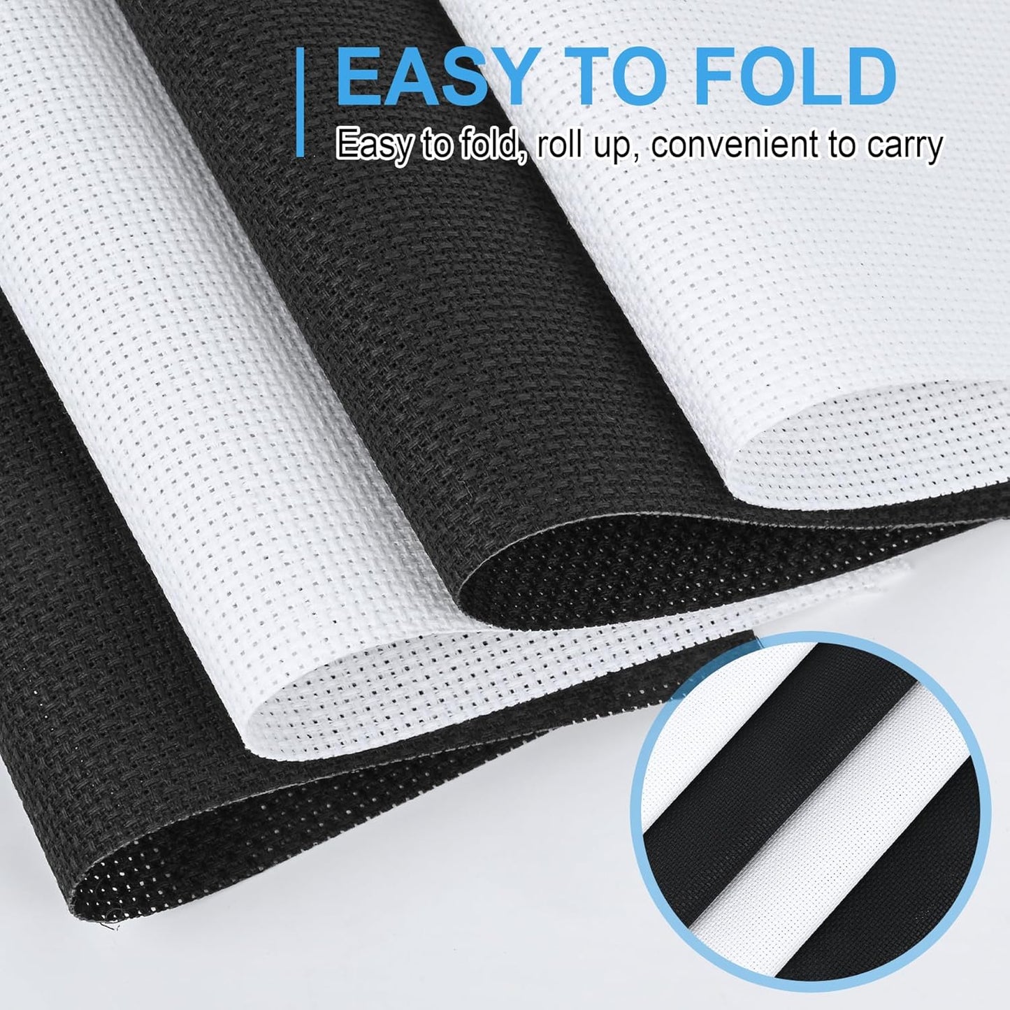 MYFAMIREA 16PCS Cross Stitch Fabric, 4 Sizes Aida Cloth 14 Count White and Black Craft Embroidery Cloth Classic Reserve Cross Stitch for Home DIY Needlework Embroidery Decoration, 5.9 to 11.8inch