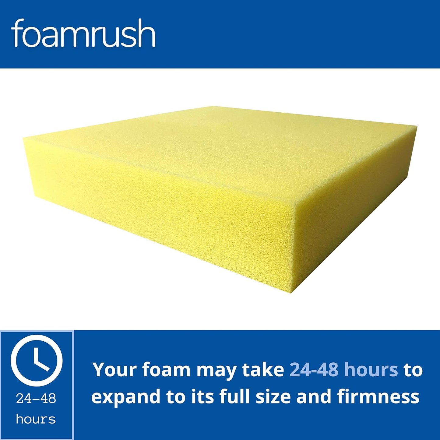 FoamRush 11" x 24" x 24" Water-Resistant Dry Fast Outdoor Upholstery Foam Sheet for Outdoor & Marine Furniture (Chair Cushion Foam for Patio Furniture, Boat Seat Cushion Replacement)