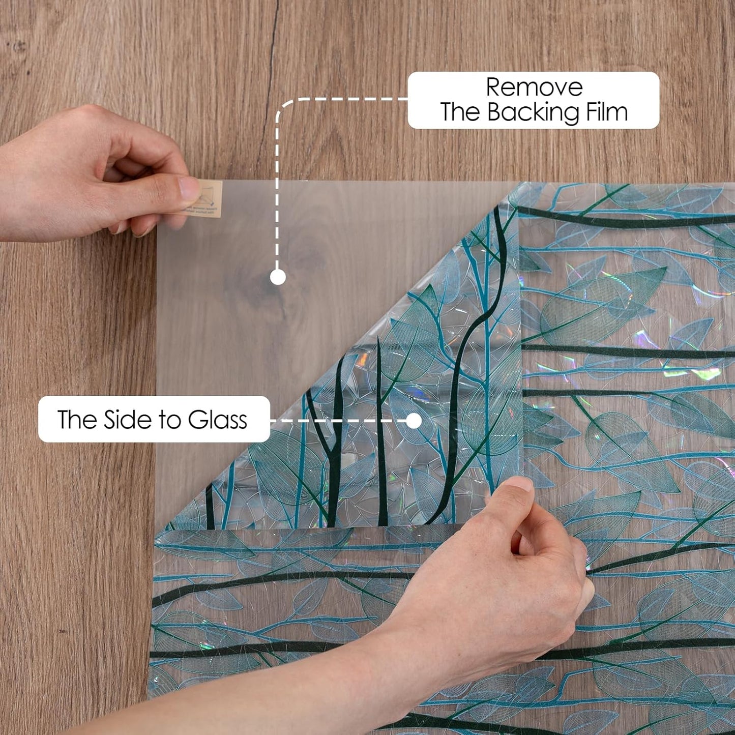 DKTIE Nature Pattern Rainbow Window Film Decorative Stained Glass Window Film Static Cling Films Easy Apply Removable Comes with Tools (U1747-rainbow, 17.7" x 118.1")