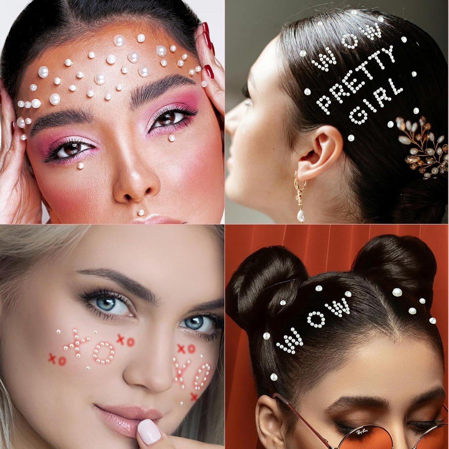 570 Pcs Pearl Stickers Craft Pearls, Self Adhesive Small Alphabet Letter Stickers for Grad Caps, Crafts, Stick On Pearls for Scrapbook, Crafting, Hair Face Makeup