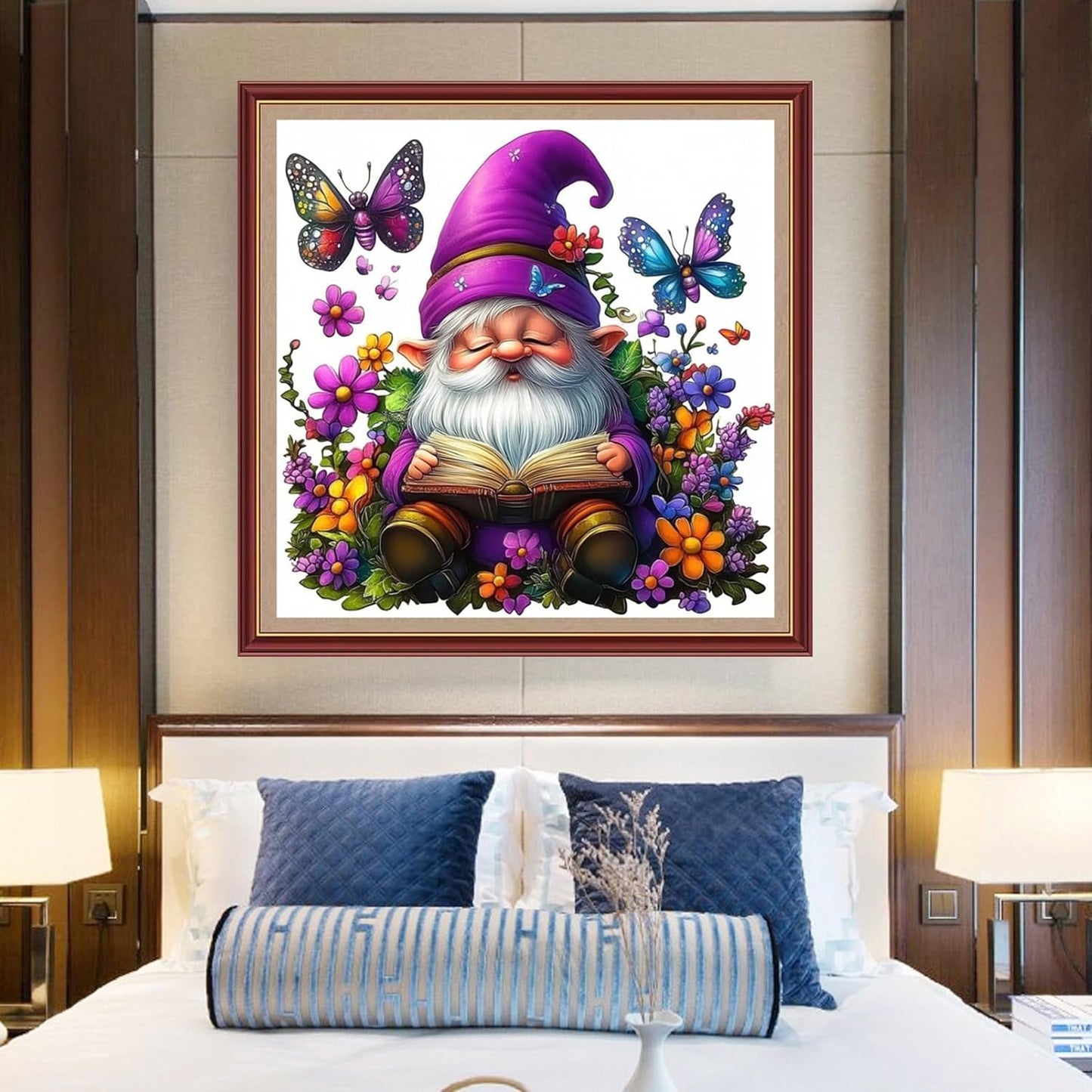 DMCXART Counted Cross Stitch Kits for Adults Needlepoint Kits Unprinted Cross Stitching Embroidery Kit 11CT Cross Stitch Supplies-Flower Butterfly Dwarf 18x18 inch