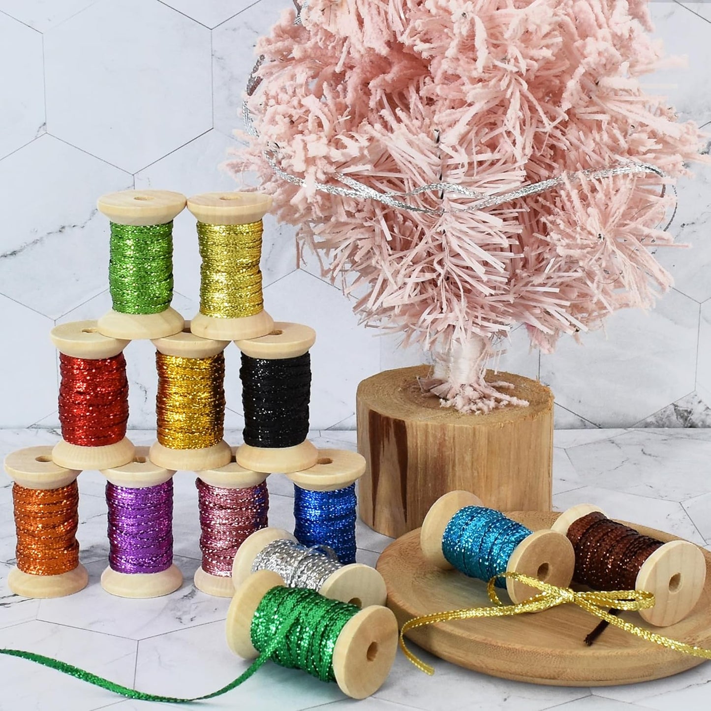 Silver Thin Ribbon 1/8 inchMetallic Braided Double Faced Ribbons Curling Ribbons for Balloon String Crafts Gift Wrapping Party Wedding Christmas Ornaments Decoration 7 Yard x 3 Rolls