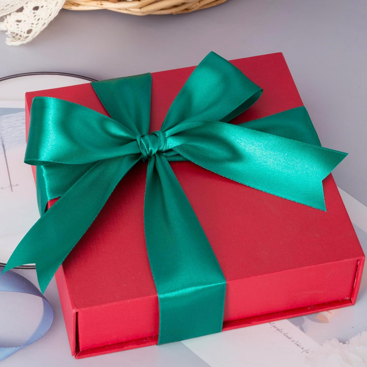 1 1/2 Inch Teal Solid Satin Ribbon, 50 Yards Craft Fabric Ribbon for Gift Wrapping Floral Bouquets Wedding Party Decoration