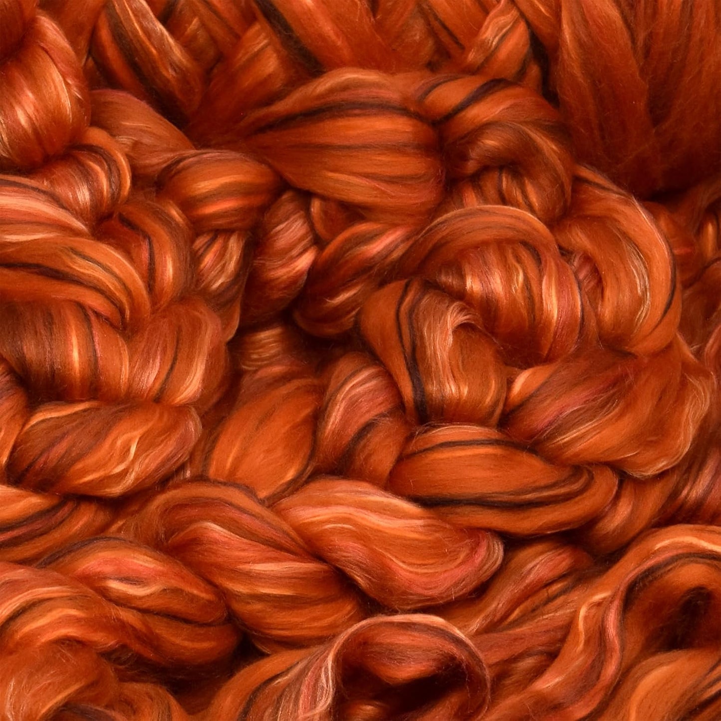 Living Dreams Yarn Merino Silk Luxe Tonal Designer Blend. Superfine Merino, Mulberry, Tussah Silk. Top Roving for Spinning or Felting. Amber Glow 4oz