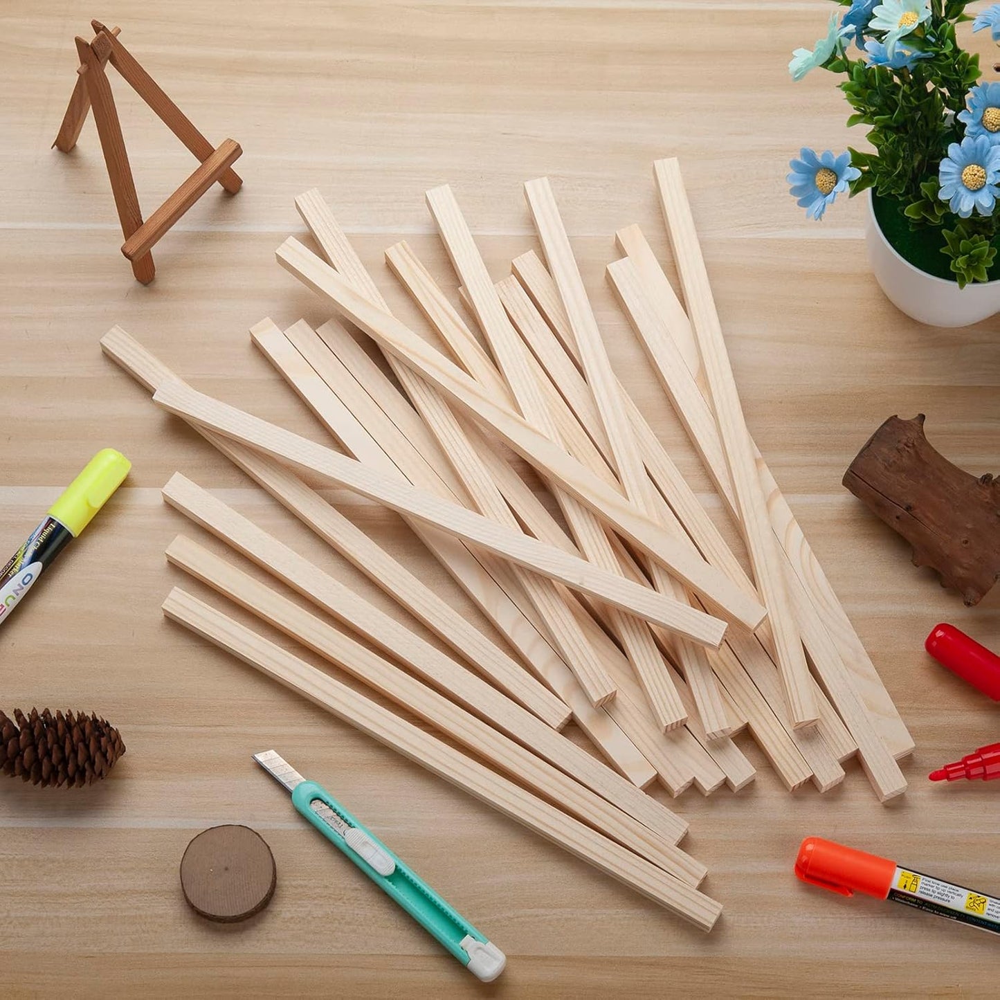 Wood Square Dowel Rods, 20PCS 1/2" x 12" Square Wooden Dowel Rods Wooden Sticks for Crafts, Unfinished Hardwood Sticks Wood Strips for Woodworking, Crafting, Arts and DIYers, Home Decor, Model Making