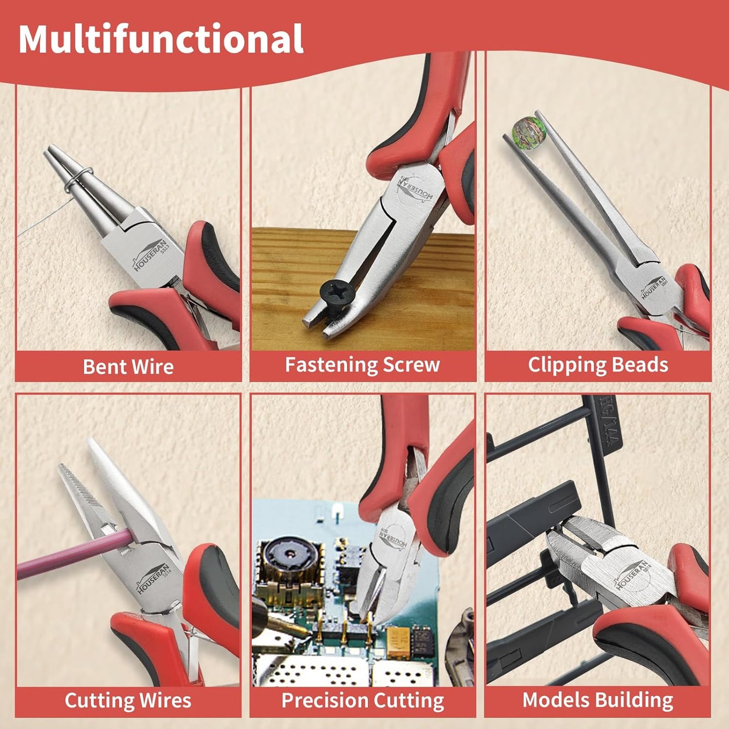 8 Packs Jewelry Pliers Set, Jewelry Making Tools with Needle Nose Pliers, Wire Cutters, Round Nose Pliers, Bent Nose Pliers