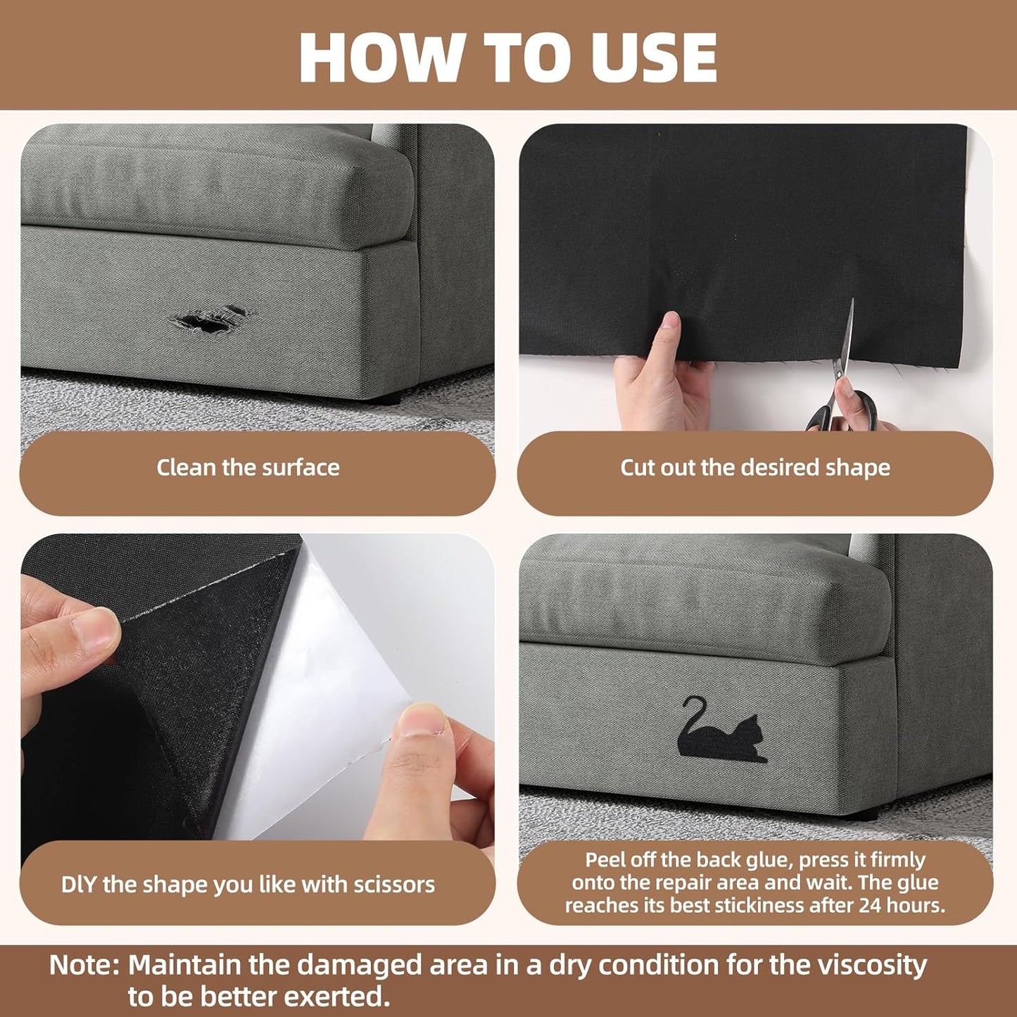 Fabric Repair Patch, 17X158 Inch Linen Large Repair Tape, Self-Adhesive Patches for Furniture, Sofa, Car Interior, Shoes, Hand Bag, Clothing (Dark Blue, 17X158 Inch)