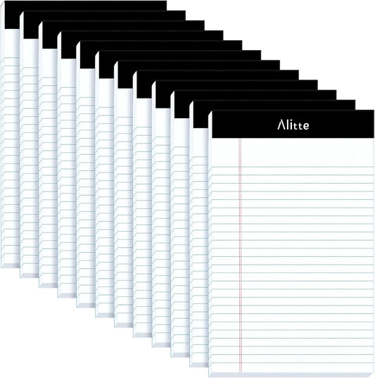 Legal Notepads 5x8, Pack of 12 - Perforated Narrow Ruled Writing Pad - Premium Thick Paper, No Ink Bleeding - Blank Legal Pads For Home, Office, School, Business - 50 Sheets Per Notebook