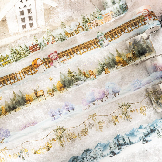 6 Rolls Winter PET Washi Tape,Nature Landscape Tape Stickers for Journaling Supplies,Scrapbooking,Junk Journal,Journaling,DIY Arts Crafts,Notebook,Phone Case,Cups(Winter)