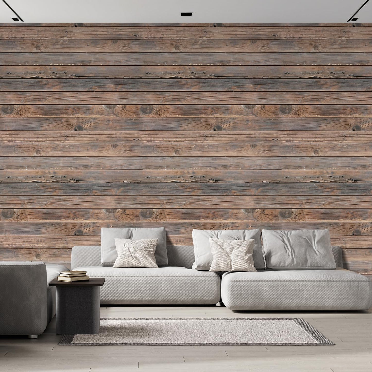 wall26 Horizontal Brown Vintage and Retro Wood Textured Paneling, Wall Mural, Removable Wallpaper, Home Decor - 132x192 inches