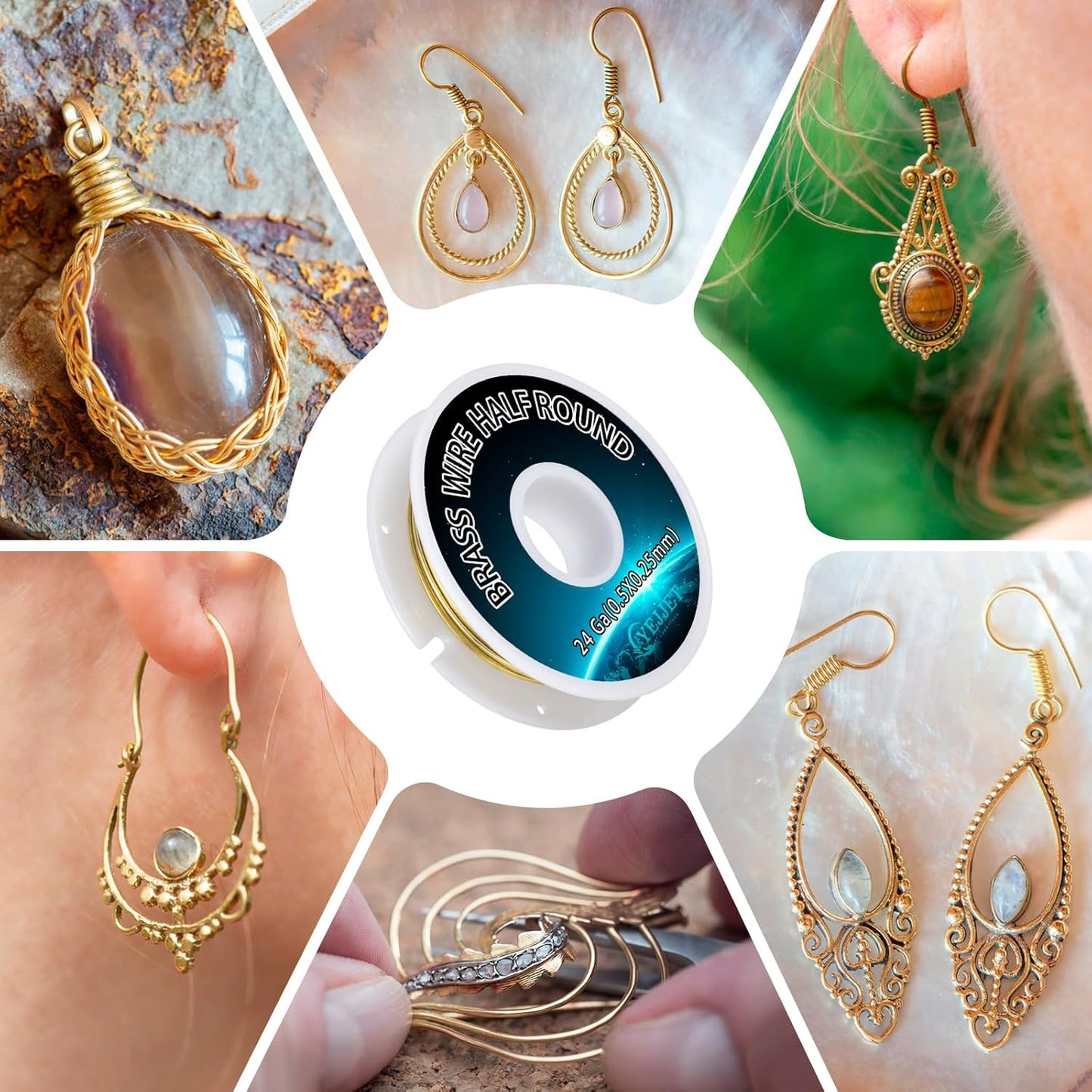 24 Gauge Half-Round Brass Wire 0.51x0.25mm - 3.0 oz 276 Feet Craft Wire Bulk, Metalworking