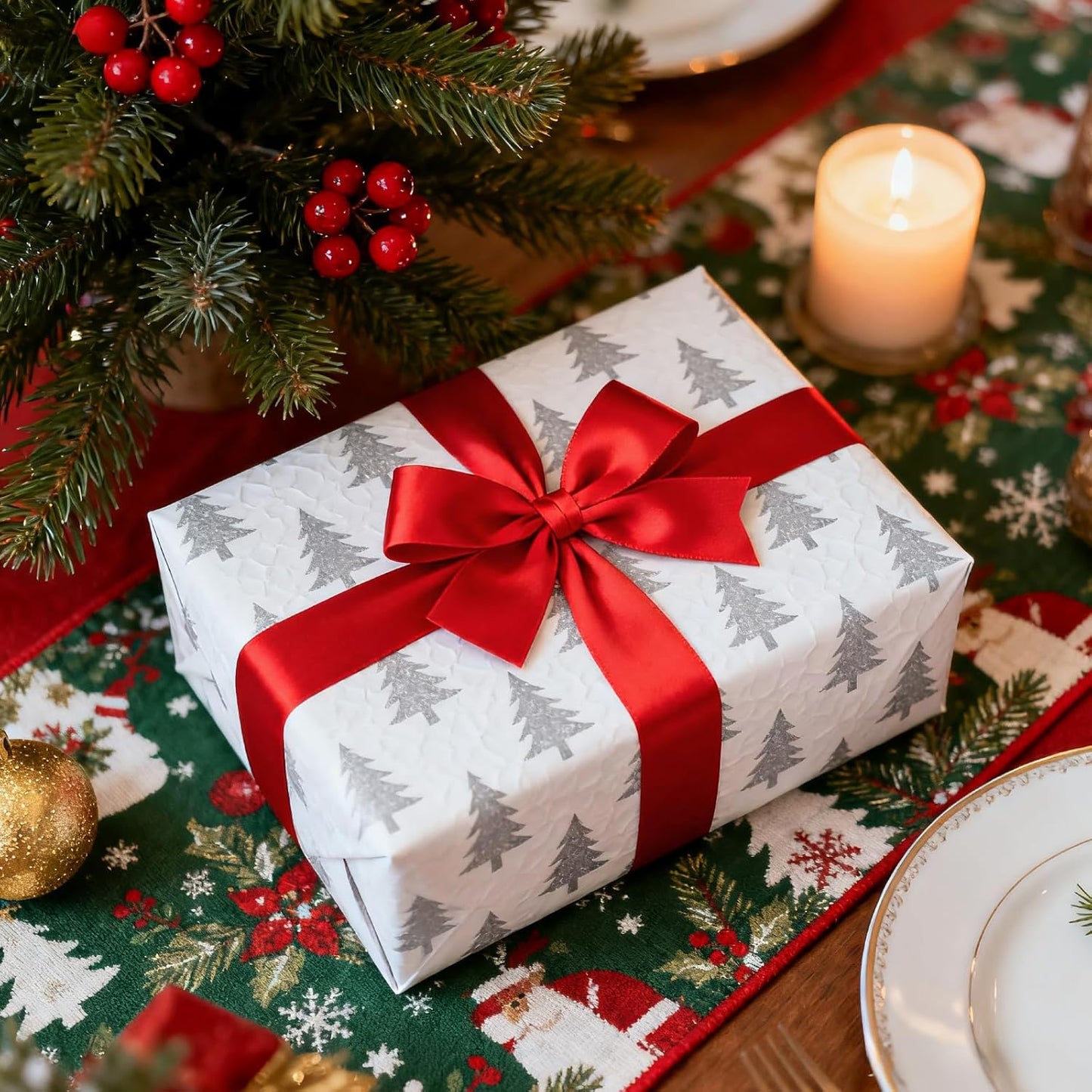 1-1/2 Inch 100 Yards Satin Ribbon Red, Solid Color Fabric Ribbon for Gift Wrapping, Wedding, Polyester Gift Ribbon for Birthday Party Decoration, Craft, Hair, Floral, Sewing