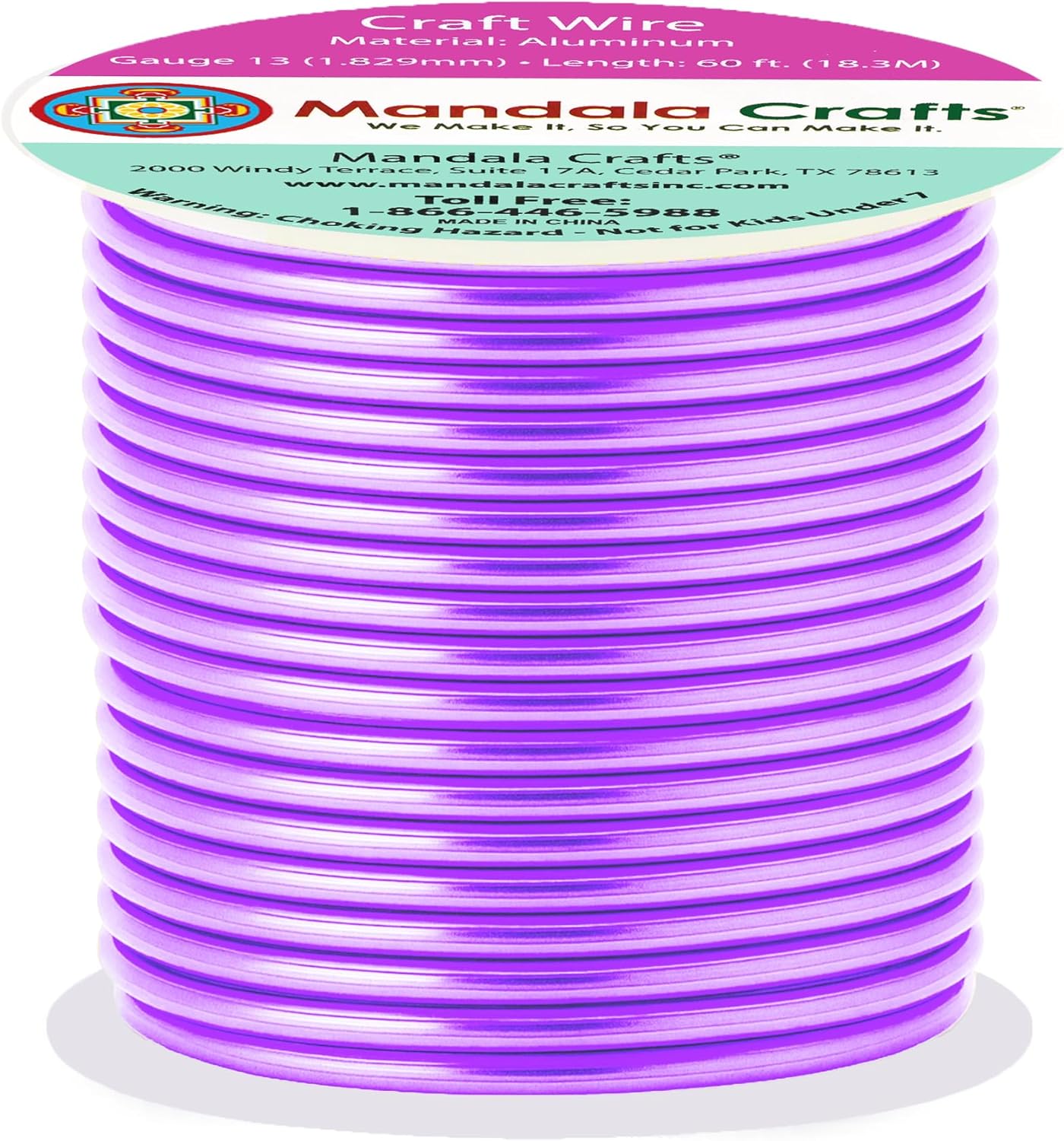Mandala Crafts 13 Gauge Anodized Aluminum Craft Wire for Jewelry Making - 60 FT Colored Flexible Lavender Wire - Bendable for Bonsai Armature Crafting Sculpting
