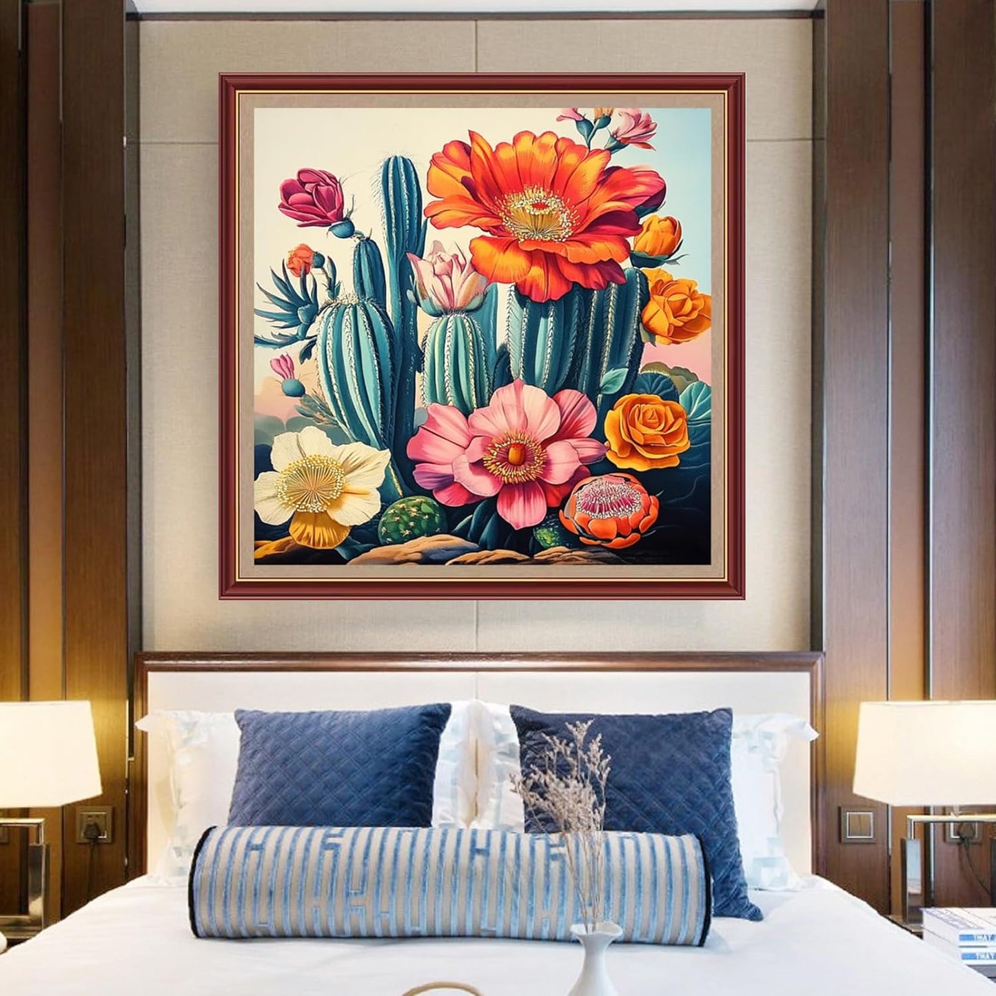 DMCXART Counted Cross Stitch Kits for Adults Needlepoint Kits Unprinted Cross Stitching Embroidery Kit 11CT Cross Stitch Supplies-Colorful Flowers Succulent Plants 18x18 inch