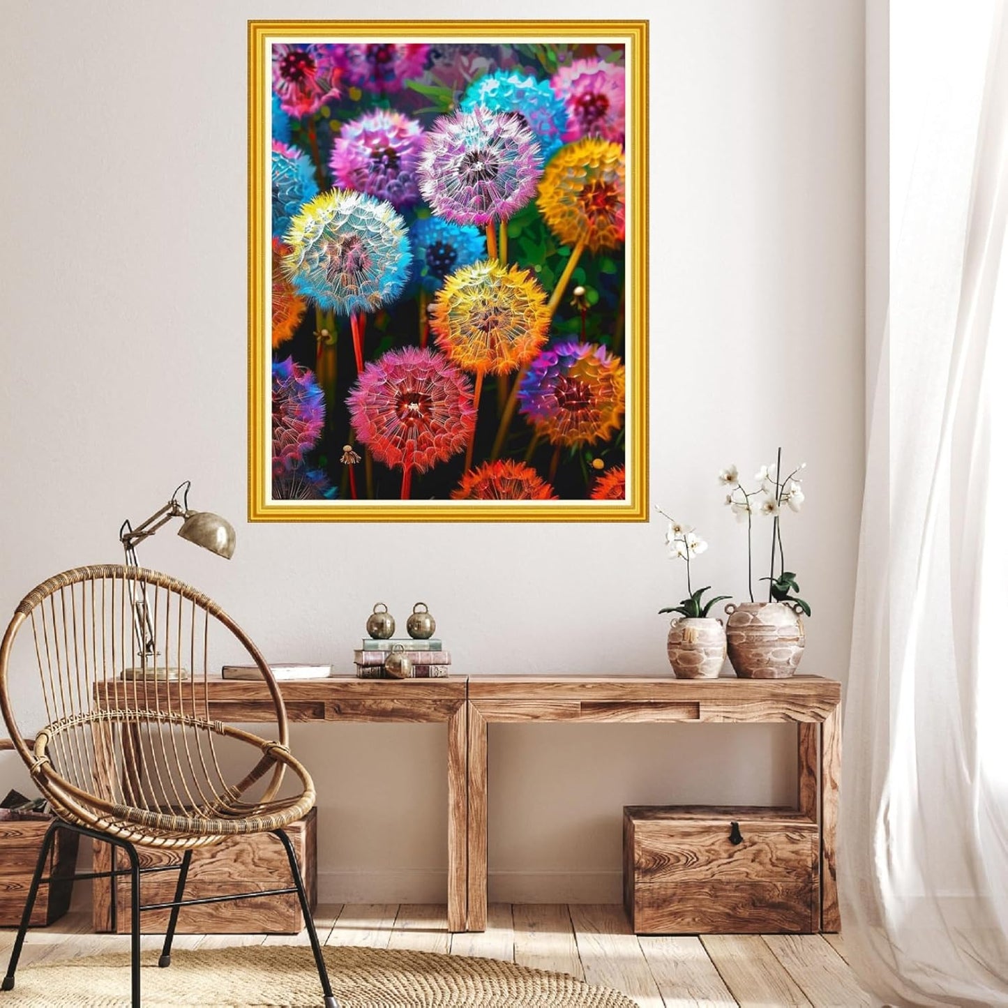 Hopeart Stamped Cross Stitch Kits for Beginner Embroidery Kits for Beginners Adults DIY 11CT Cross Stitch Patterns Needlepoint Kits Crossstitching Kits-Colorful Dandelion 16x20 inch