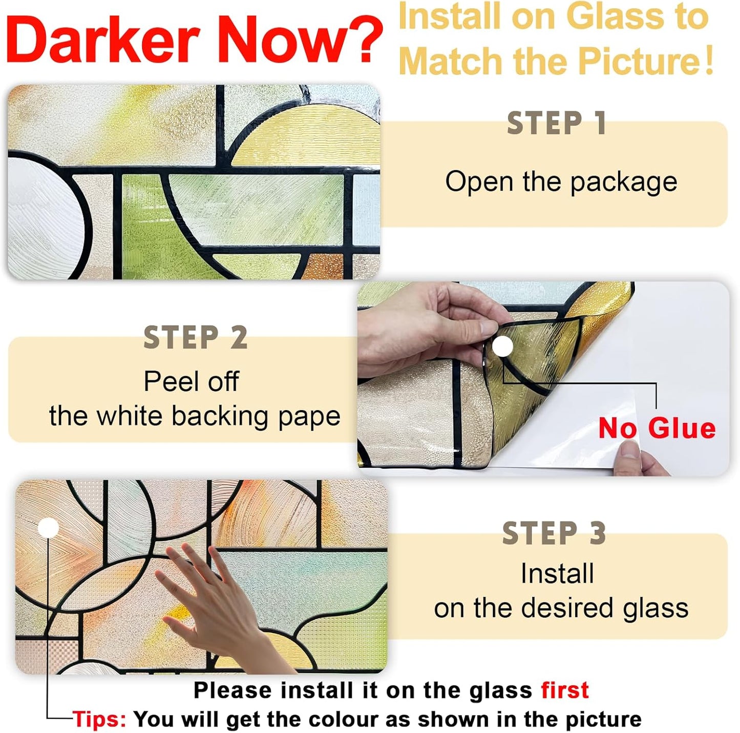 3D Stained Glass Window Privacy Film, Heat Control UV Blocking Static Cling Decorative Window Film for Bathroom,Front Door,Home Non Adhesive,16.9 x 39.3 inches Wilderness