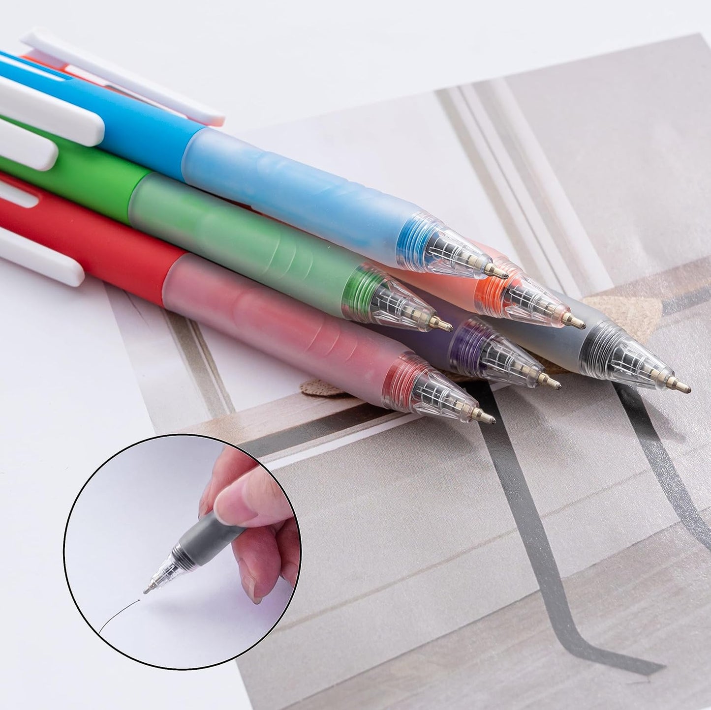 Linbsunne Ballpoint Pens Medium Point 1mm Black Pen with Super Soft Grip Ball Point Pen for Men Women Retractable Pens (Style2, 24-pack)